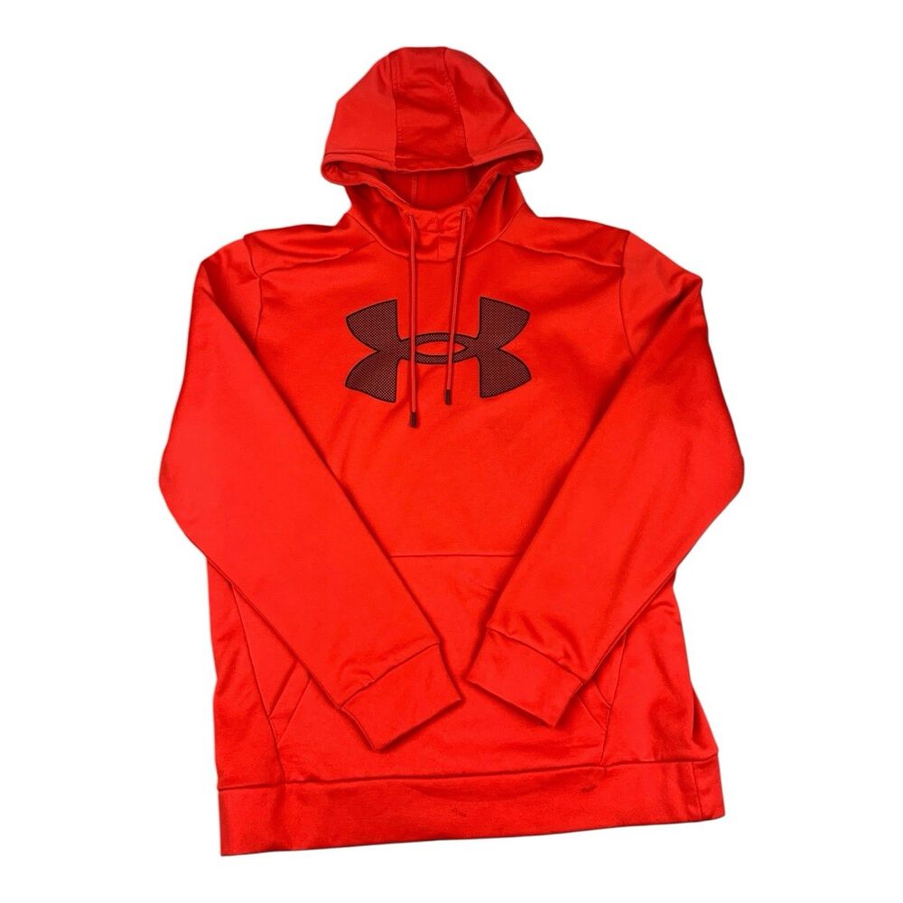 UNDER ARMOUR Pullover Hoodie Sweatshirt, Loose Fit, Red, Men’s Size Medium